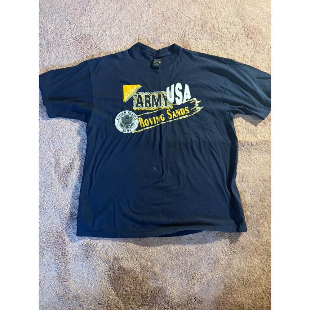 Vintage Soffe Choice US Army USA Roving Sands T-Shirt XL Navy Blue Ft Bliss